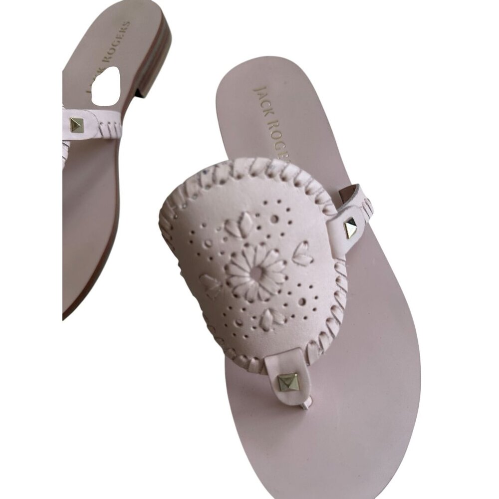 JACK ROGERS Light Pink Signature Leather Trim Sandals Size 9.5 - Picture 4 of 11